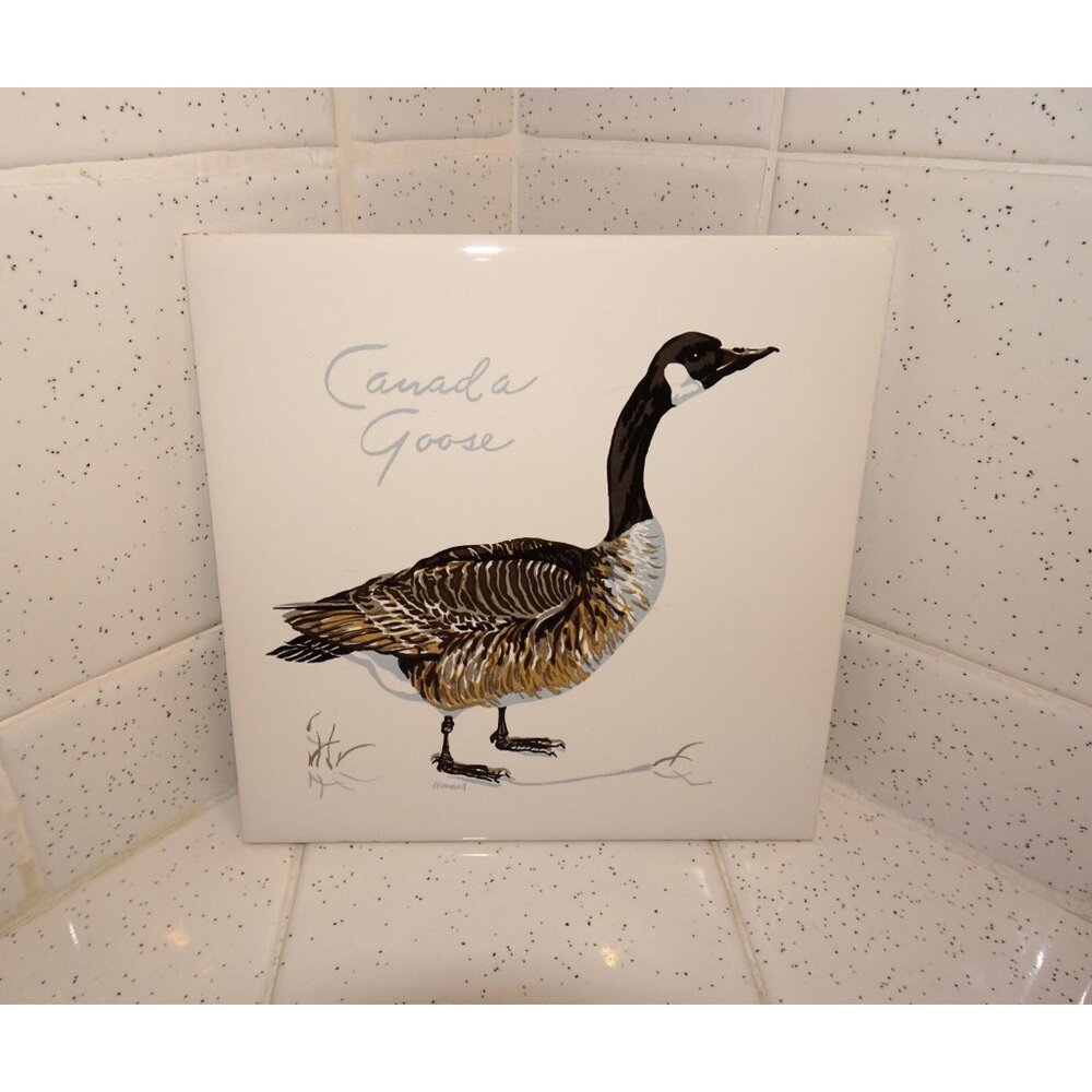 Vintage Screencraft Canada Goose Tile Howard art trivet Canadian Geese